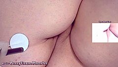 pussy exam close up with fingering and masturbation in retro style camshow from 2019-11-12 featuring big ass and tits.