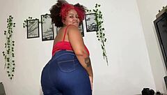 Bold Bbw Beauty Farts Seductively In Tight Blue Jeans