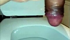 Pissing and Ejaculation Compilation of Big-Ass Brunette with TS Friend