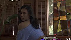 can you believe this smoking hot ebony ring babe brookliyn wren stripping down to show off her massive natural tits and shaved pussy