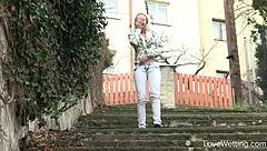 Naomi Nevena pissing outdoors in public!