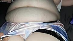 Undressing & Playing With Wife On Bed As Horny Blindfolded Blonde BBW Moans