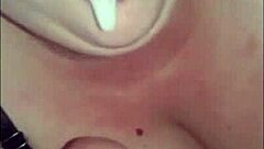 Slut wife emily sucking dick for cumshot on big tits in homemade blowjob