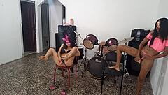 Horny colombian latina milf babe with big ass dances homemade alongside brunette bitch both whores with strange objects in vaginas