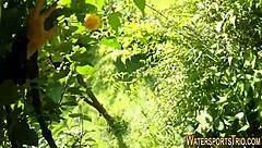 why not toy that goldenshower lez in stockings outdoors?