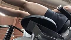 this chubby teen with big tits and ass got fingered and fucked hard in the gym until she squirted outdoors
