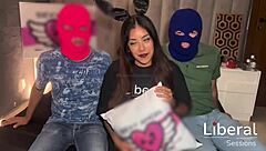 Sexy Bunny In Boots And Uniform Takes Double Blowjob And Doggystyle In Casting Threesome