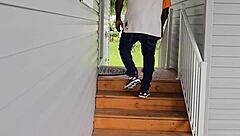 I left my panties by the door, now this perverted stranger with huge cock follows me home for creampie action 😏