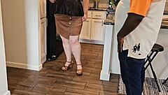 I left my panties by the door, now this perverted stranger with huge cock follows me home for creampie action 😏