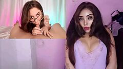 horny latina with glasses and big tits masturbates to creampie orgasm in pov