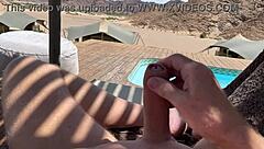 i'm flashing my big cock outdoors leading to massive cumshot in the desert