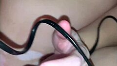 She reaches multiple orgasms through intense fucking with cum splashing on her naked tits and pussy