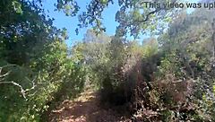 Outdoor camper gets that internal creampie in public forest 😏