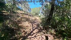 Outdoor camper gets that internal creampie in public forest 😏