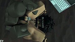 Femboy evaded debts until caught in garage and punished bent over doggystyle by big black cock