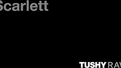 Tushyraw Bubble Butt Cutie Scarlett Page Sucks Balls Then Rides Cock in Cowgirl and Doggystyle Until Facial