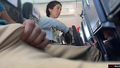 Oh wow, public cock flashing in airplane - that girl brought me to cum in just 2 minutes