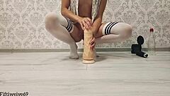 I Feel So Aroused Sliding On That Huge Oiled Dildo In My Ass