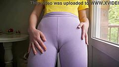 Why is your stepsis teasing with that big cameltoe in tight leggings at the gym?