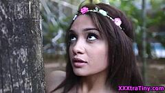 Petite Booty Teen Gets Railed Hard In Doggystyle With Big Cock Outdoor Action