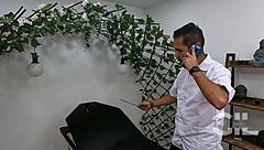 Colombian Ebony Milf Gets Deepthroat Blowjob and Pussy Lick in Bath Massage