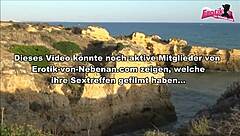 deutsche skinny teen 18+ blonde gets cum from big cock friend on beach