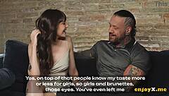 brunette with shaved pussy and tattooed boyfriend give intense oral sex and wet rimjob in hd