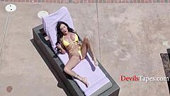 Danae Mari and Gi Joey's poolside perversion exposes big boobies