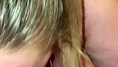 Step sister heads to the toilet but her step brother waits with big dick for her to suck