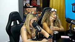 Brazilian Blonde Novinha Flashes Wet Big Pussy in Outdoor Podcast Interview Leading to First-Time Anal Assfucking