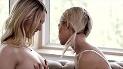 Kiara Cole and Lily Larimar share intimate kisses while diving into cunilingus.