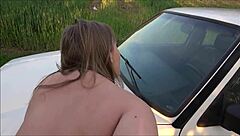 Autopanne With Young German Girl Giving Blowjob And Doggystyle In Car Quickie