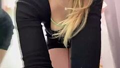 this teen bbw with big tits and ass gets wet in the changing room. she masturbates her pussy close up until orgasm.