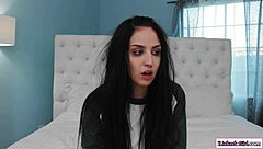 Busty lesbian films girlfriend eating pussy in lingerie with face sitting scissoring and kissing on bunny outfit