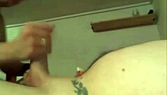 Amateur couple with piercing on the cock and brunette assfucking cum