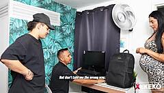 Pregnant Colombian Beauty Gets Discovered and Intensely Fucked While Being Spied On in Fetish Scene