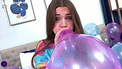 Why Don't You Blow Up These Balloons For Stepdaddy And Let Me Tease Your Petite Body!