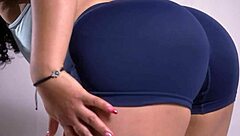 she starts her routine with careful stretches in the room focusing on colombian curves and short hair