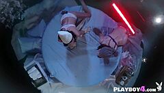 two oiled lesbians with big tits dive into passionate kissing and sensual massage!