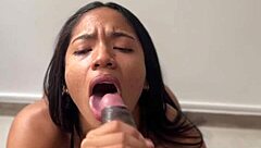 Amateur couple Nysdel shares POV blowjob on stepdad's massive big black cock