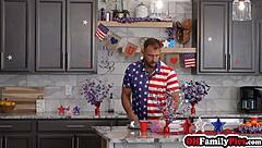 Petite 18+ Teens Swap Stepdads for Intense Fourth of July Group Sex