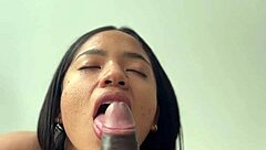 Amateur couple Nysdel shares POV blowjob on stepdad's massive big black cock