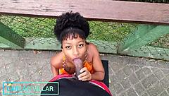 Hey, check out this hot Brazilian brunette giving an amazing deepthroat to that monster cock