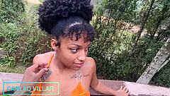 Hey, check out this hot Brazilian brunette giving an amazing deepthroat to that monster cock