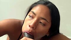 Amateur couple Nysdel shares POV blowjob on stepdad's massive big black cock