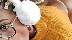 slutty latina housewife spits and swallows a big dildo in her hairy ebony pussy