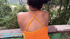 Hey, check out this hot Brazilian brunette giving an amazing deepthroat to that monster cock