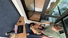 check out this hidden cam footage of a hot milf giving a blowjob to land the job