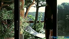 This foot fetish babe gives an erotic handjob and footjob until he covers her feet in jizz.