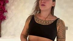 Brazilian latina masturbates solo in hotel room with big ass flashing